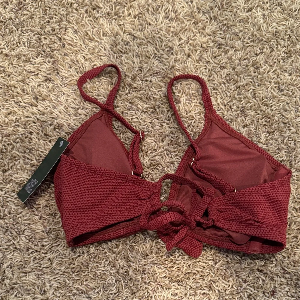 Redish Brown Textured Bikini Top